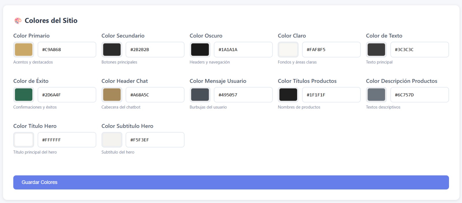 Personalización de colores y marca — TuPedido